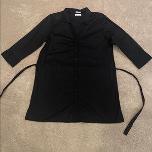 Old Navy black midsleeve shirt dress with tie belt at waist, size XL